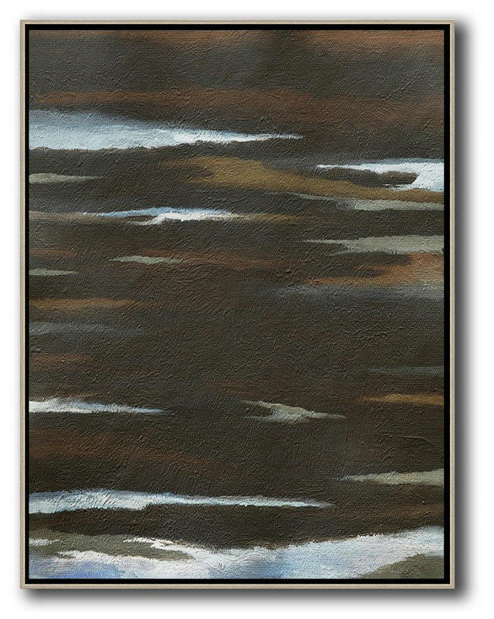 Hand Made Abstract Art,Oversized Abstract Landscape Painting,Modern Paintings,Black,White,Brown.etc
